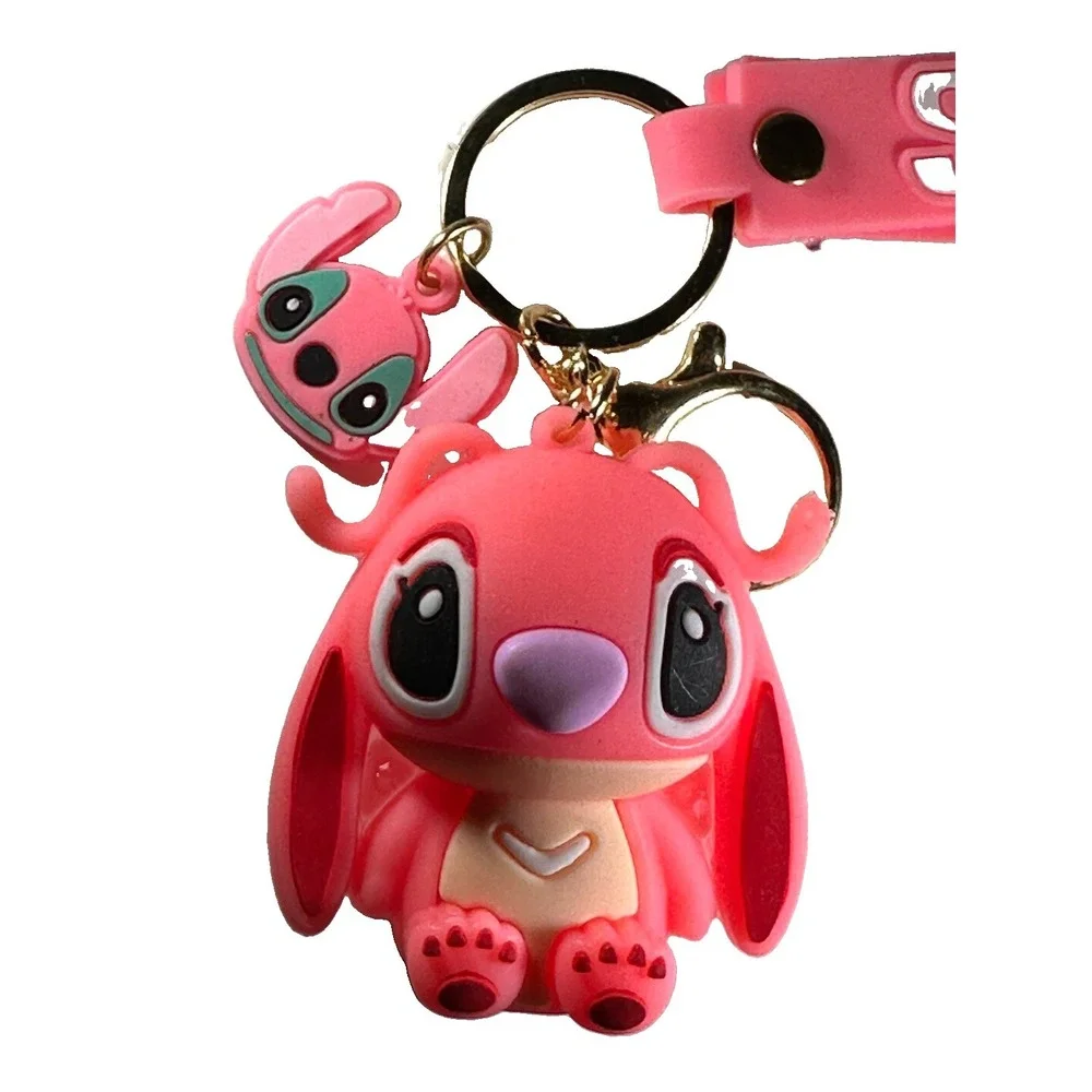 DIsney Lilo & Stitch 3D PVC cartoon keychain w/wrist strap tongue sticking out